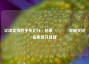 足球竞猜胜平负比分⚽结果🏅掌握关键要素提升胜算