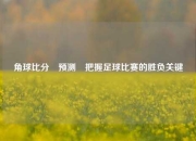 角球比分⚽预测⚽把握足球比赛的胜负关键