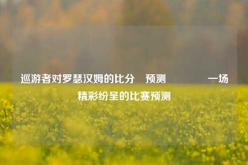 巡游者对罗瑟汉姆的比分⚽预测🥉一场精彩纷呈的比赛预测