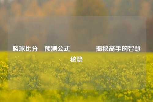 篮球比分⚽预测公式🥉揭秘高手的智慧秘籍