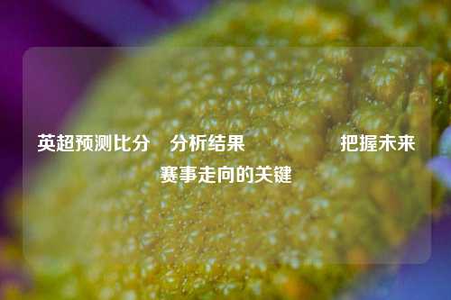 英超预测比分⚽分析结果🎖️把握未来赛事走向的关键