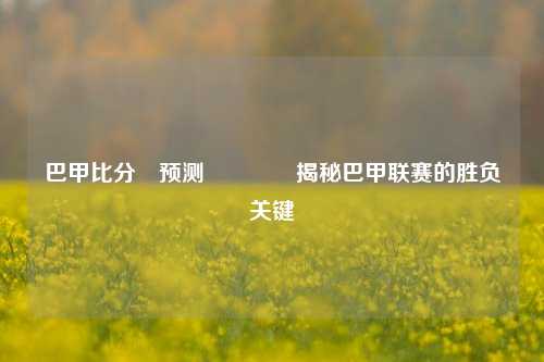 巴甲比分⚽预测🏅揭秘巴甲联赛的胜负关键