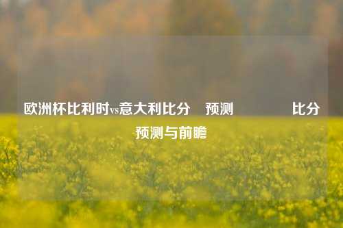 欧洲杯比利时vs意大利比分⚽预测🏀比分预测与前瞻