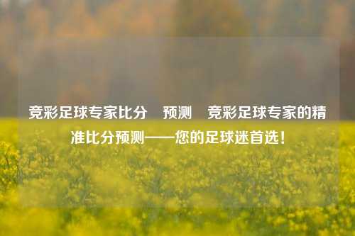 竞彩足球专家比分⚽预测⚽竞彩足球专家的精准比分预测——您的足球迷首选！