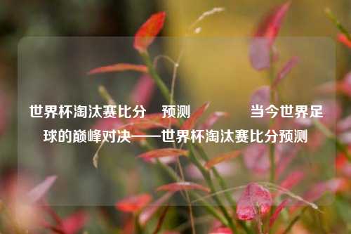 世界杯淘汰赛比分⚽预测🌈当今世界足球的巅峰对决——世界杯淘汰赛比分预测
