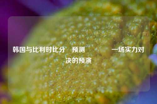 韩国与比利时比分⚽预测🏅一场实力对决的预演