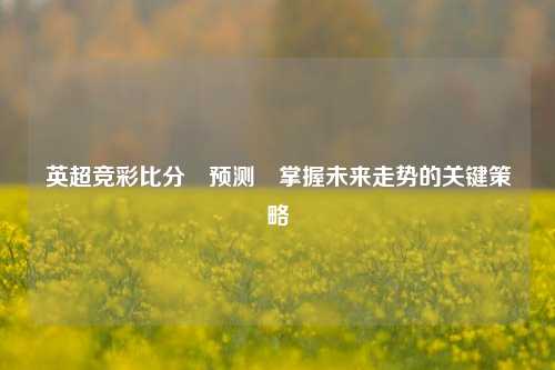 英超竞彩比分⚽预测⚾掌握未来走势的关键策略