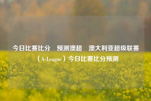 今日比赛比分⚽预测澳超⚾澳大利亚超级联赛（A-League）今日比赛比分预测