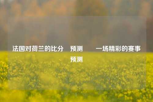 法国对荷兰的比分⚽预测✌️一场精彩的赛事预测