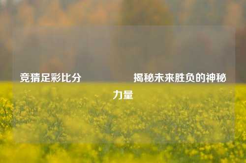 竞猜足彩比分⚽🥉揭秘未来胜负的神秘力量