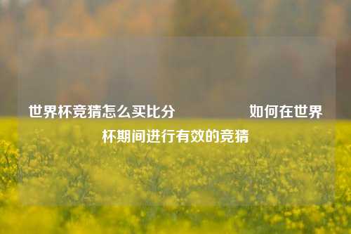 世界杯竞猜怎么买比分⚽🏀如何在世界杯期间进行有效的竞猜