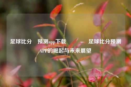 足球比分⚽预测app下载🏅足球比分预测APP的崛起与未来展望