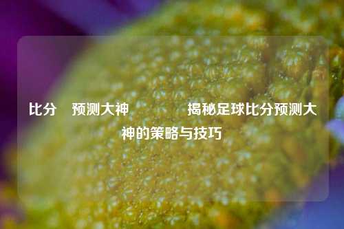 比分⚽预测大神👈揭秘足球比分预测大神的策略与技巧