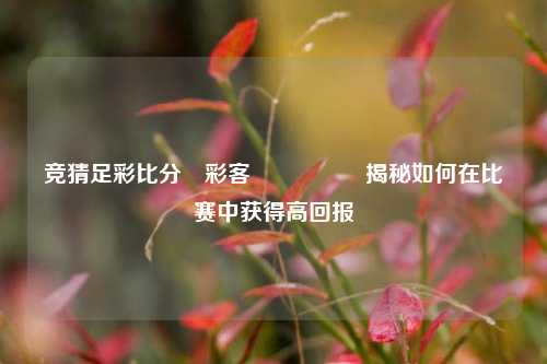 竞猜足彩比分⚽彩客🎖️揭秘如何在比赛中获得高回报