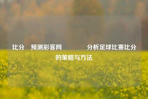 比分⚽预测彩客网🌈分析足球比赛比分的策略与方法