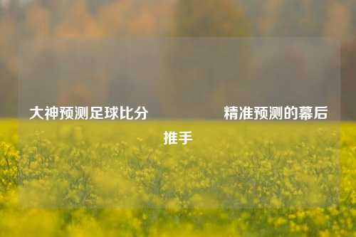 大神预测足球比分⚽🥈精准预测的幕后推手
