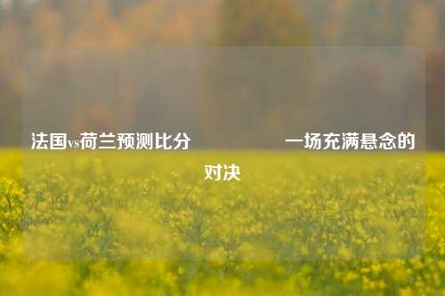 法国vs荷兰预测比分⚽🏆一场充满悬念的对决