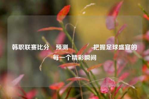 韩职联赛比分⚽预测🥉把握足球盛宴的每一个精彩瞬间