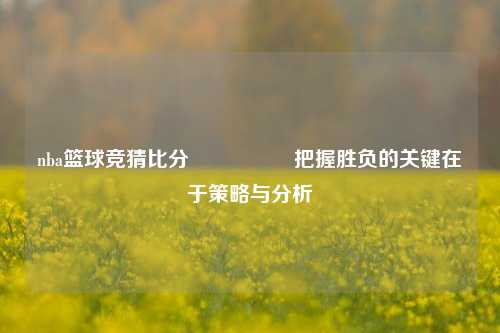 nba篮球竞猜比分⚽👍把握胜负的关键在于策略与分析