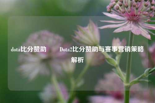 dota比分赞助✌️Dota2比分赞助与赛事营销策略解析