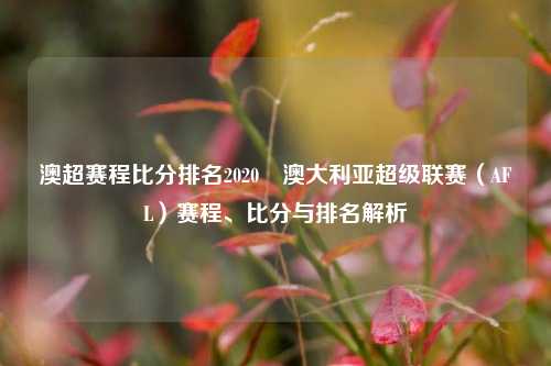 澳超赛程比分排名2020⚾澳大利亚超级联赛（AFL）赛程、比分与排名解析