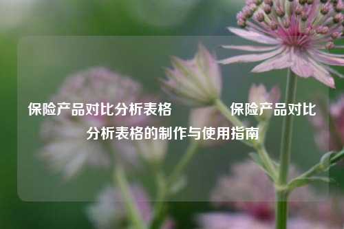 保险产品对比分析表格🌈保险产品对比分析表格的制作与使用指南