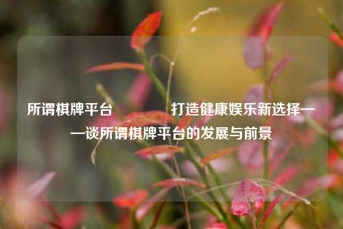 所谓棋牌平台🥇打造健康娱乐新选择——谈所谓棋牌平台的发展与前景