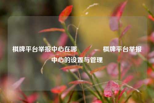 棋牌平台举报中心在哪🏆棋牌平台举报中心的设置与管理
