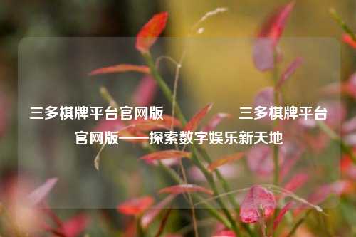 三多棋牌平台官网版🎖️三多棋牌平台官网版——探索数字娱乐新天地