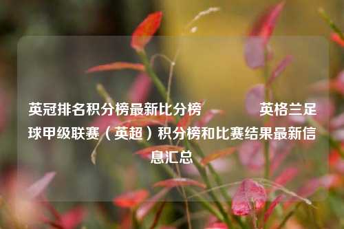 英冠排名积分榜最新比分榜🏀英格兰足球甲级联赛（英超）积分榜和比赛结果最新信息汇总