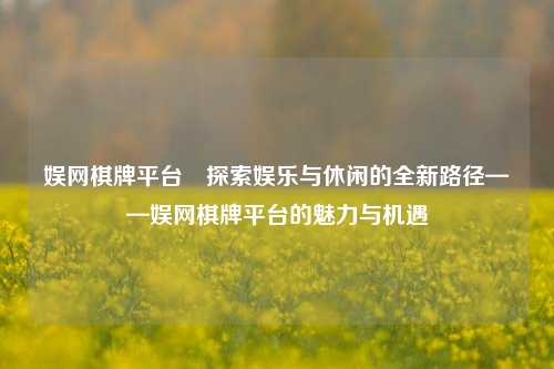 娱网棋牌平台⚾探索娱乐与休闲的全新路径——娱网棋牌平台的魅力与机遇