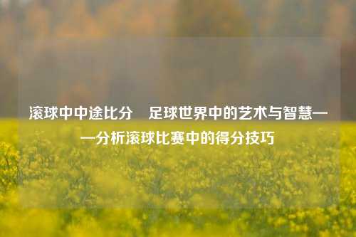 滚球中中途比分⚽足球世界中的艺术与智慧——分析滚球比赛中的得分技巧