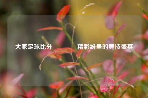 大家足球比分👍精彩纷呈的竞技盛宴