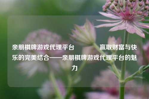 亲朋棋牌游戏代理平台👍赢取财富与快乐的完美结合——亲朋棋牌游戏代理平台的魅力