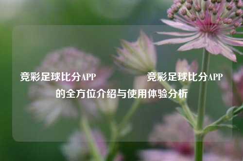 竞彩足球比分APP🎖️竞彩足球比分APP的全方位介绍与使用体验分析