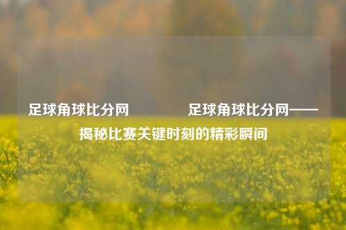 足球角球比分网🥇足球角球比分网——揭秘比赛关键时刻的精彩瞬间