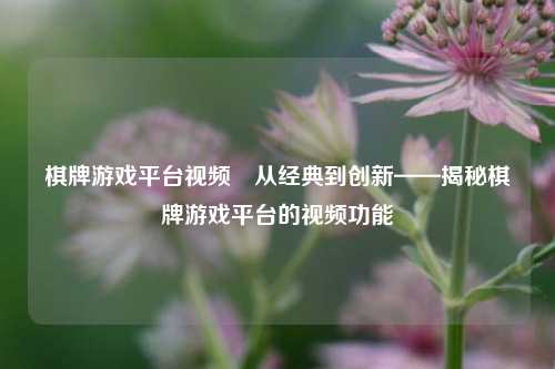 棋牌游戏平台视频⚾从经典到创新——揭秘棋牌游戏平台的视频功能