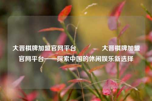 大晋棋牌加盟官网平台🏆大晋棋牌加盟官网平台——探索中国的休闲娱乐新选择