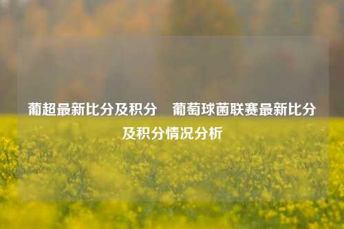葡超最新比分及积分⚾葡萄球菌联赛最新比分及积分情况分析