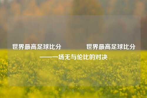 世界最高足球比分🌈世界最高足球比分——一场无与伦比的对决