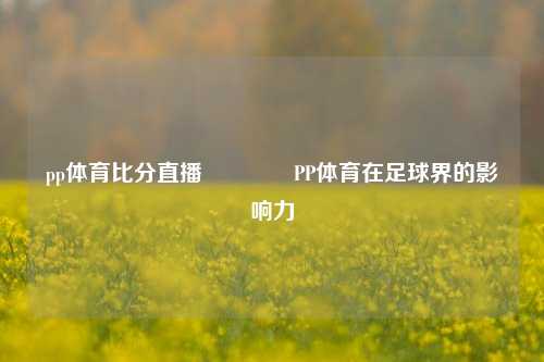 pp体育比分直播🥇PP体育在足球界的影响力