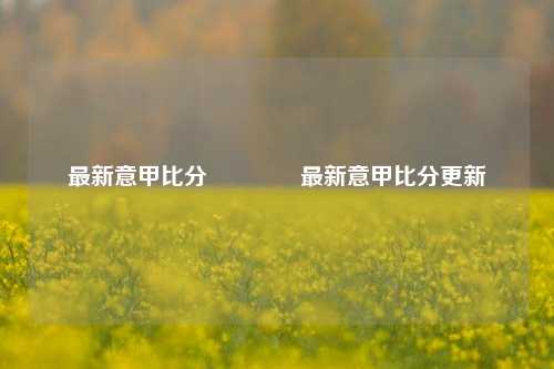 最新意甲比分👉最新意甲比分更新