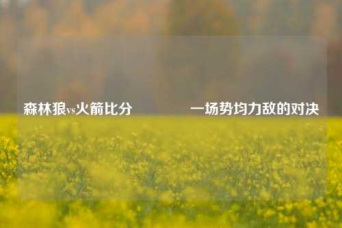 森林狼vs火箭比分🏀一场势均力敌的对决