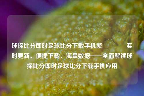 球探比分即时足球比分下载手机繁🥎实时更新、便捷下载、海量数据——全面解读球探比分即时足球比分下载手机应用