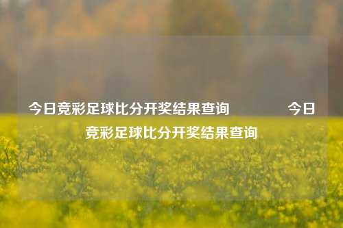 今日竞彩足球比分开奖结果查询🏆今日竞彩足球比分开奖结果查询