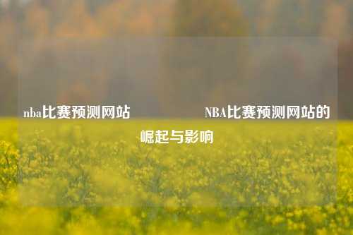 nba比赛预测网站🎖️NBA比赛预测网站的崛起与影响