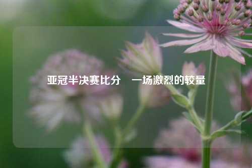 亚冠半决赛比分⚾一场激烈的较量