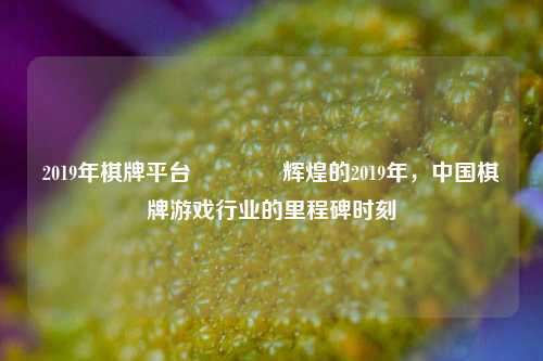 2019年棋牌平台🌈辉煌的2019年，中国棋牌游戏行业的里程碑时刻