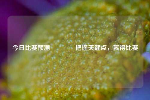 今日比赛预测🏆把握关键点，赢得比赛
