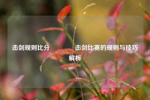 击剑规则比分🏐击剑比赛的规则与技巧解析